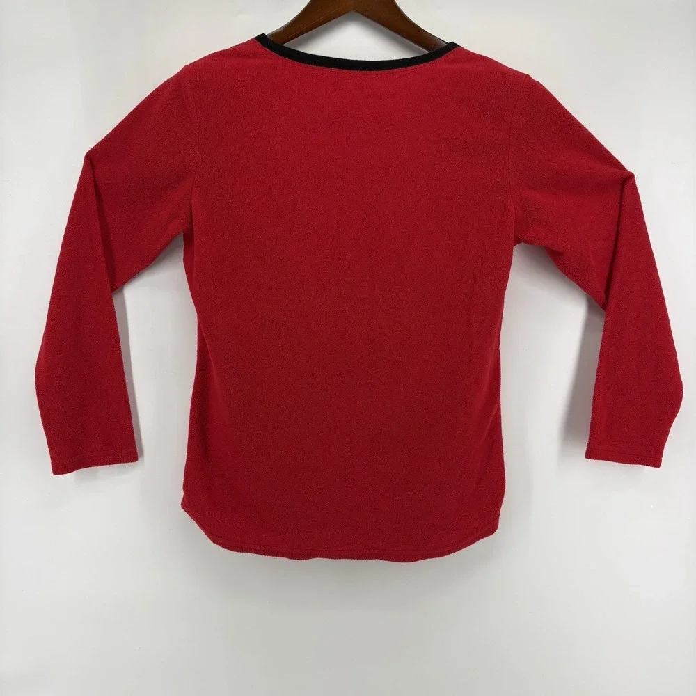 Disney Mickey Mouse Sleepwear Velvet‎ Velour Top Size XL Red Buttons Long Sleeve